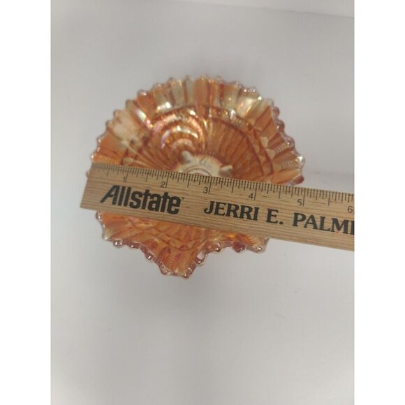 Vintage Jeanette Carnival Glass Bon Bon Candy Dish Aztec Roses - Picture 3 of 5